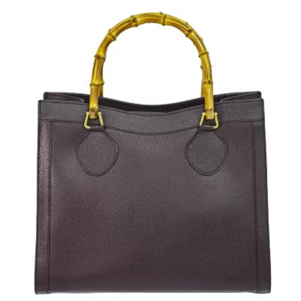 Gucci Bamboo Shopper Tote Leather Purple